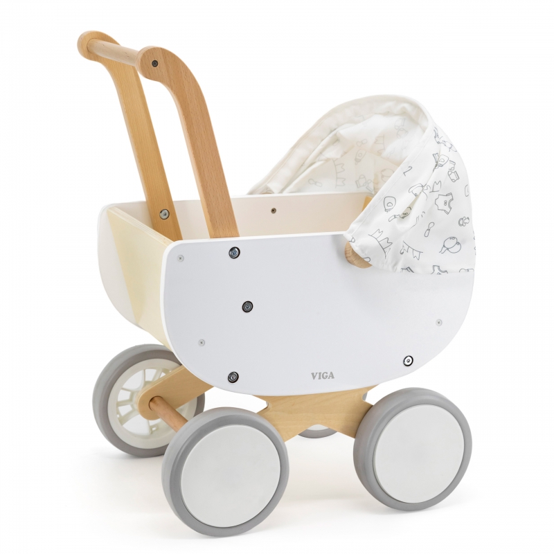 Drewniany Wózek dla Lalek z Gondolą