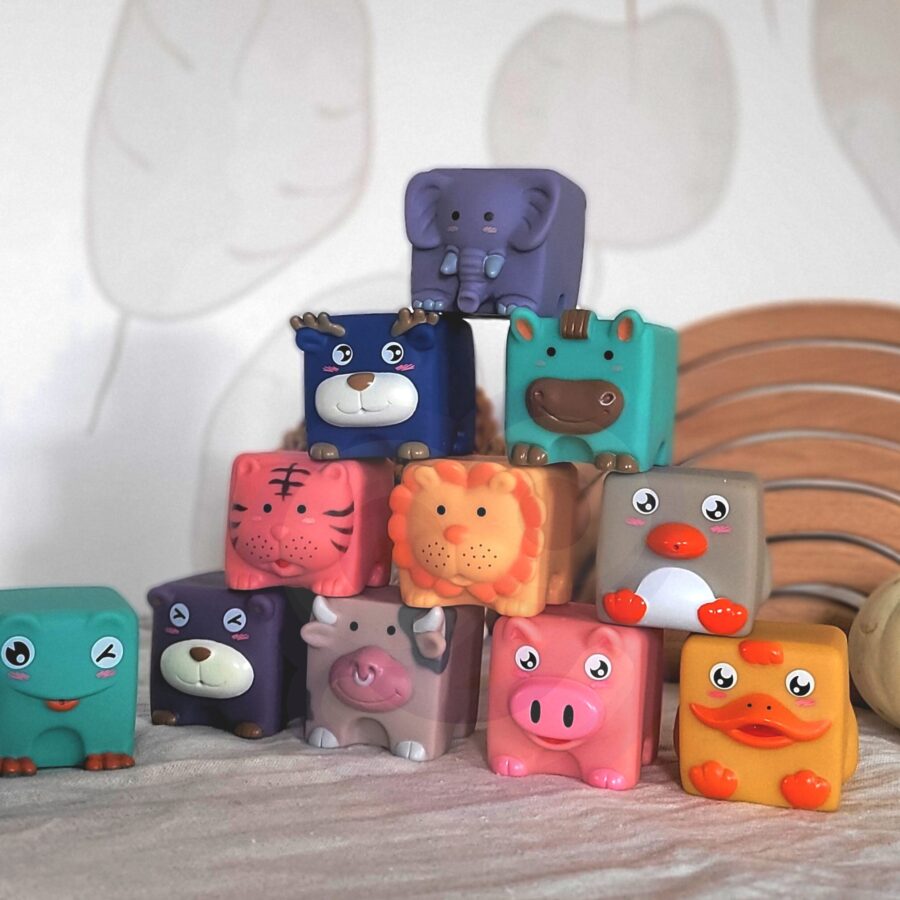 WOOPIE BABY Klocki Sensoryczne Ukladanka do Sciskania Dzwiek Zwierzatka 12 el 1 scaled