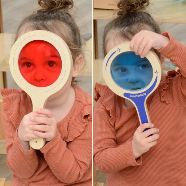 pinobambino 5 Drewnianych Paletek Lupy z Kolorowymi Soczewkami 1 Główna zabawki drewniane montessori