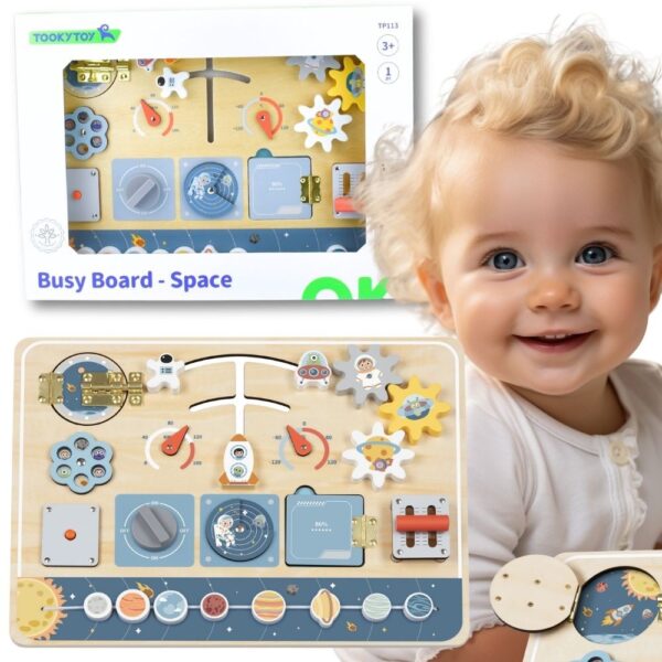 pinobambino-Drewniana Tablica Edukacyjna Montessori Astronauta Statek Kosmiczny