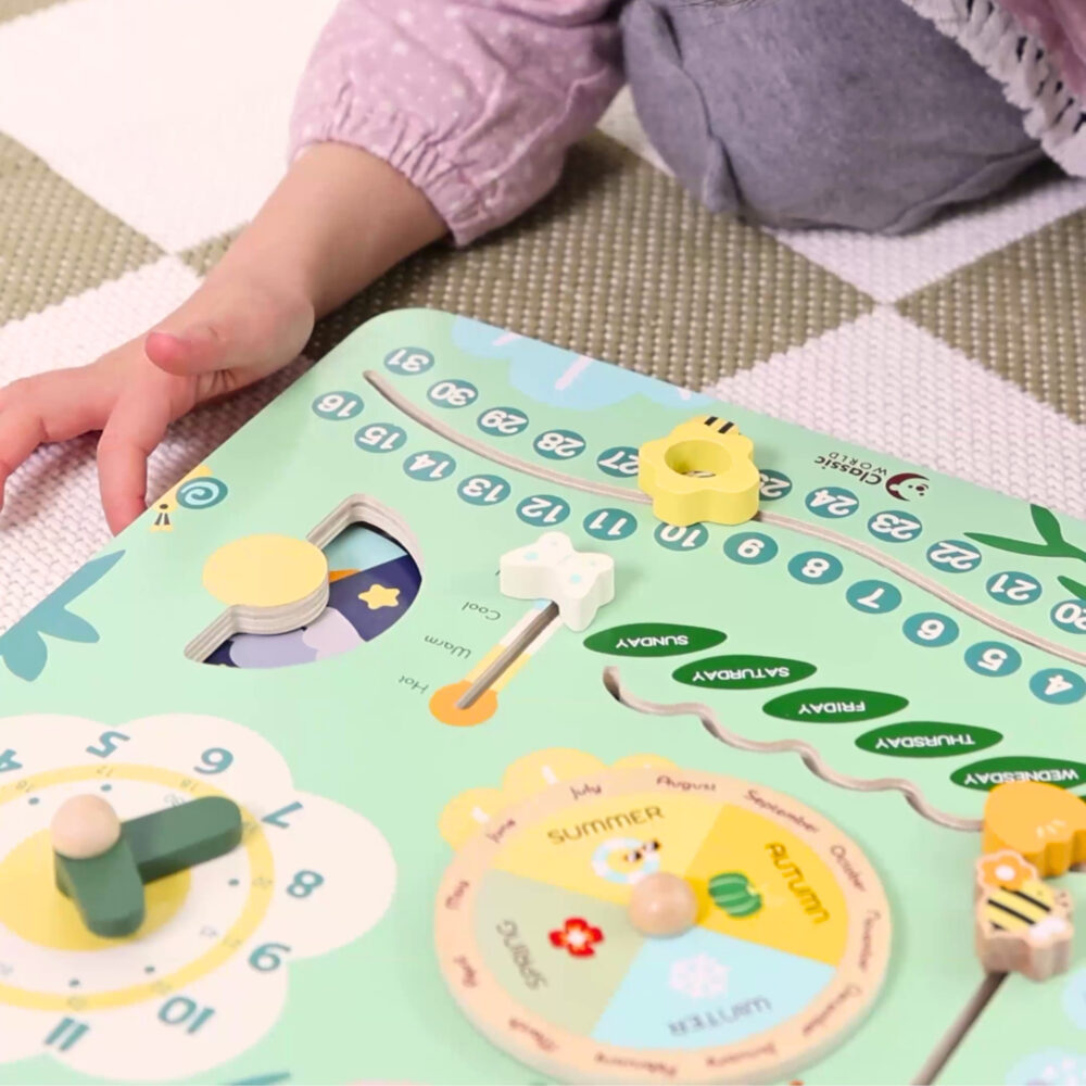 Drewniana Tablica Manipulacyjna "Mój pierwszy kalendarz" Zegar dla Dzieci