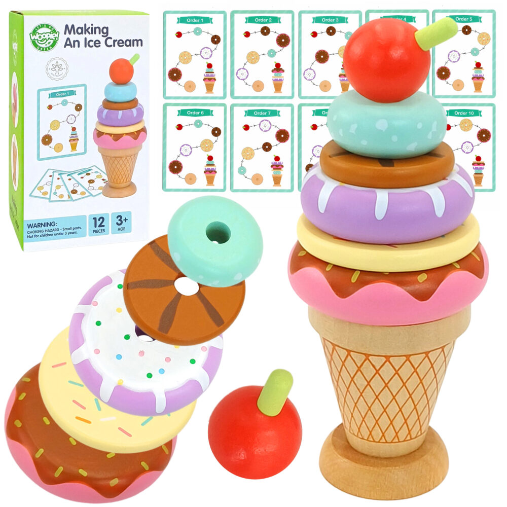 pinobambino-Drewniane Lody Układanka Montessori Cukiernia 12 el. FSC pinobambino-Drewniane Lody Układanka Montessori Cukiernia 12 el. FSC