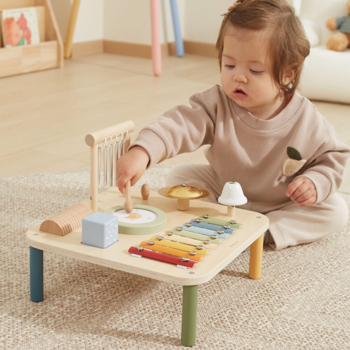 Drewniany Stolik Edukacyjny Muzyczny Sensoryczny 7W1