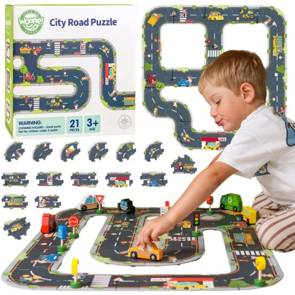 pinobambino-Droga Puzzle dla Dzieci Autostrada Makieta 21 el. Certyfikat FSC