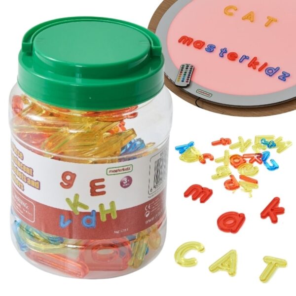 pinobambino-Przezroczysty Alfabet 52 Kolorowe Literki Do Panelu Świetlnego STEM