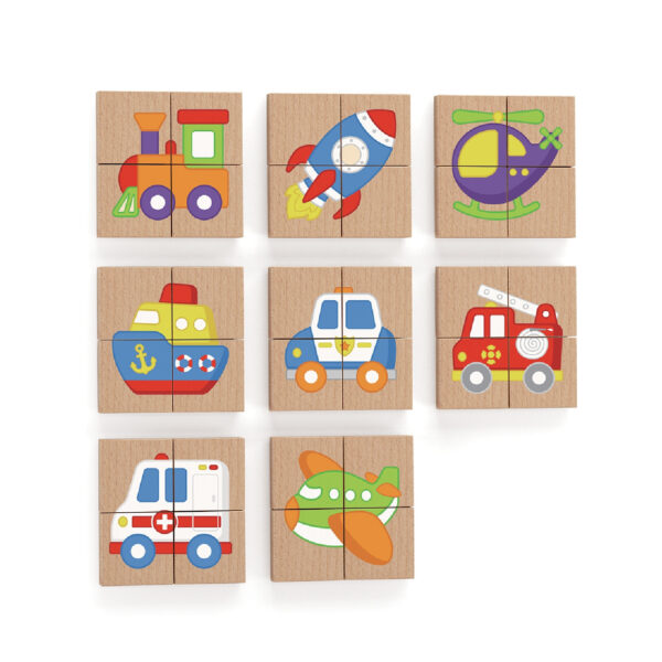 pinobambino-Układanka drewniana puzzle magnetyczne - pojazdy Certyfikat FSC