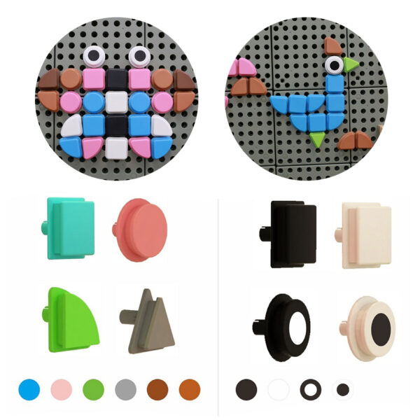 pinobambino-Zestaw Kołeczki w kształcie figur geometrycznych 64szt do tablic STEM