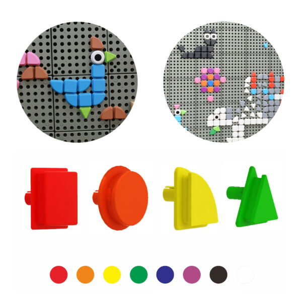 pinobambino-Zestaw Kołeczki w kształcie figur geometrycznych 64szt do tablic STEM