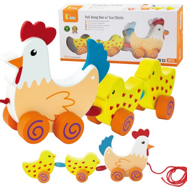 pinobambino-Zestaw do ciągnięcia Kurka z kurczakami 36 cm